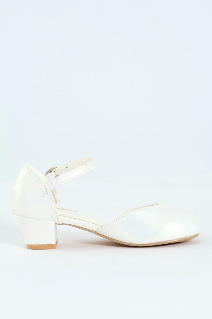 Girls Pearly Occasion Heel - White