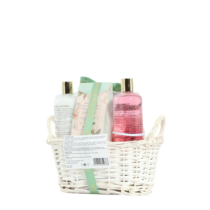 Floral Bouquet Willow Basket Bath Gift Set