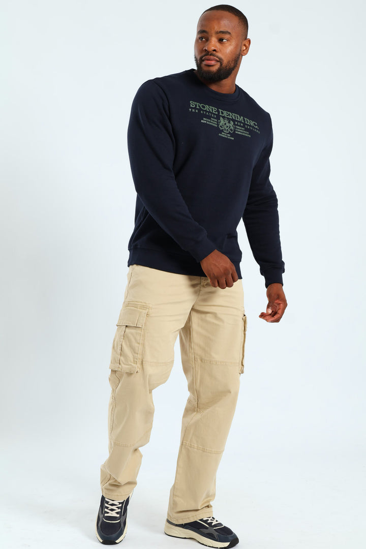 Denim Inc. Crew Fleece Sweat Top - Navy