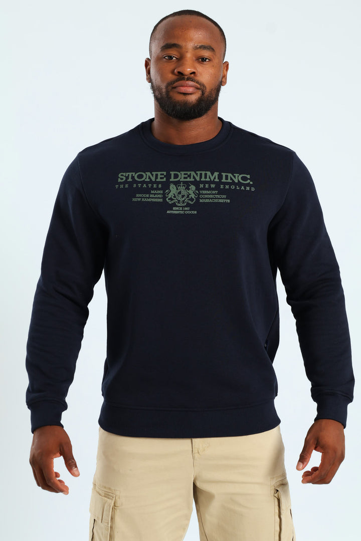 Denim Inc. Crew Fleece Sweat Top - Navy