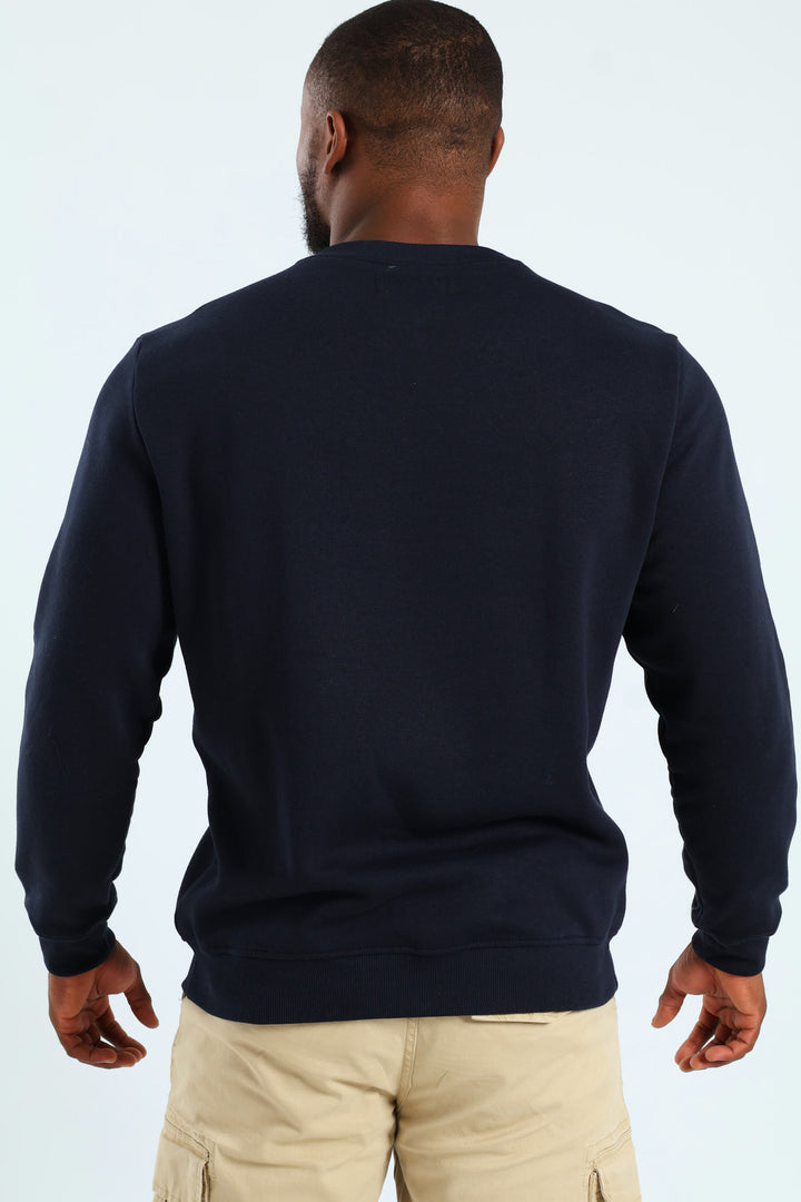 Denim Inc. Crew Fleece Sweat Top - Navy