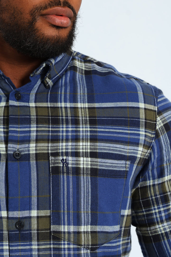 Long Sleeve Check Shirt - Blue/Fatigue