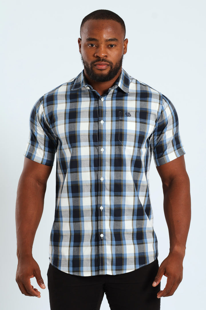 Short Sleeve Check Shirt - Fatigue/Navy