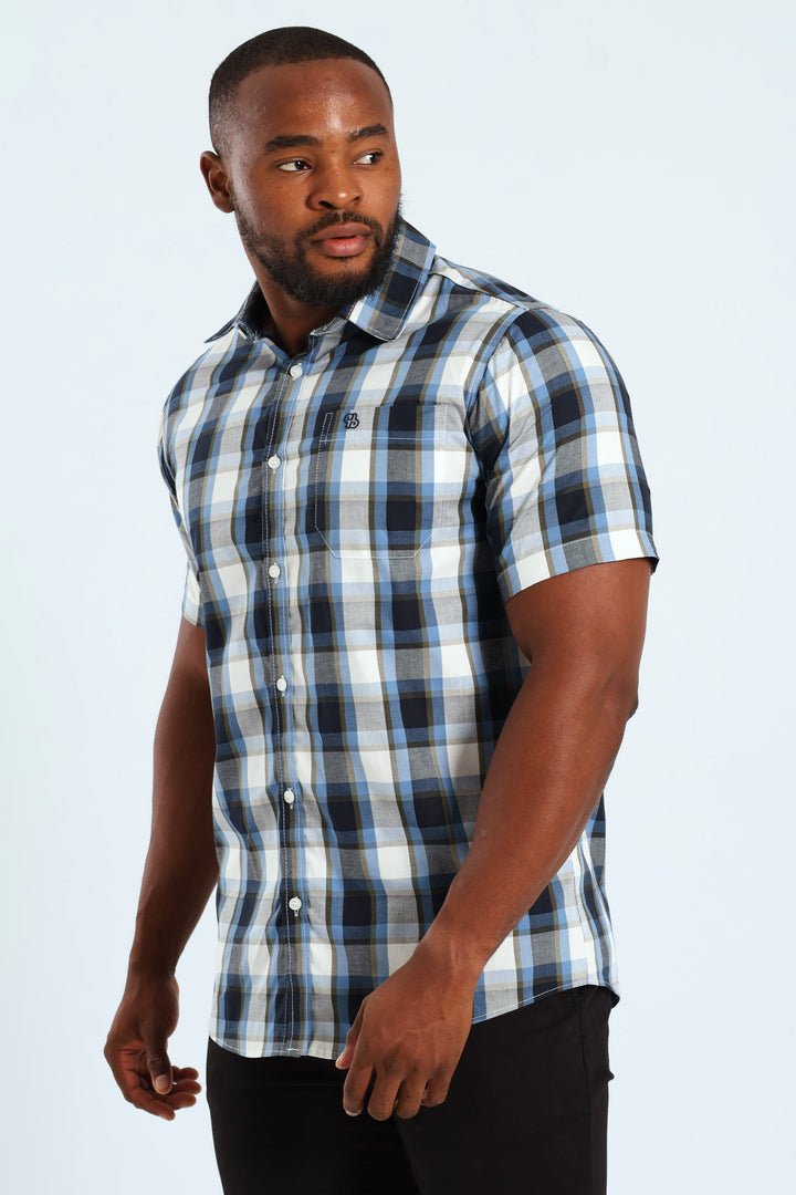 Short Sleeve Check Shirt - Fatigue/Navy