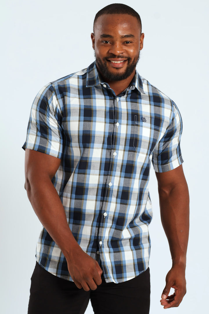 Short Sleeve Check Shirt - Fatigue/Navy