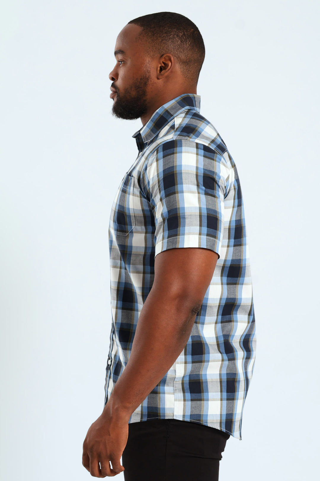 Short Sleeve Check Shirt - Fatigue/Navy
