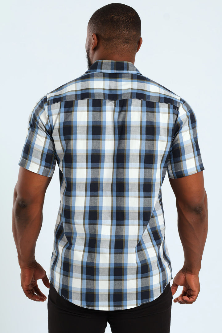 Short Sleeve Check Shirt - Fatigue/Navy