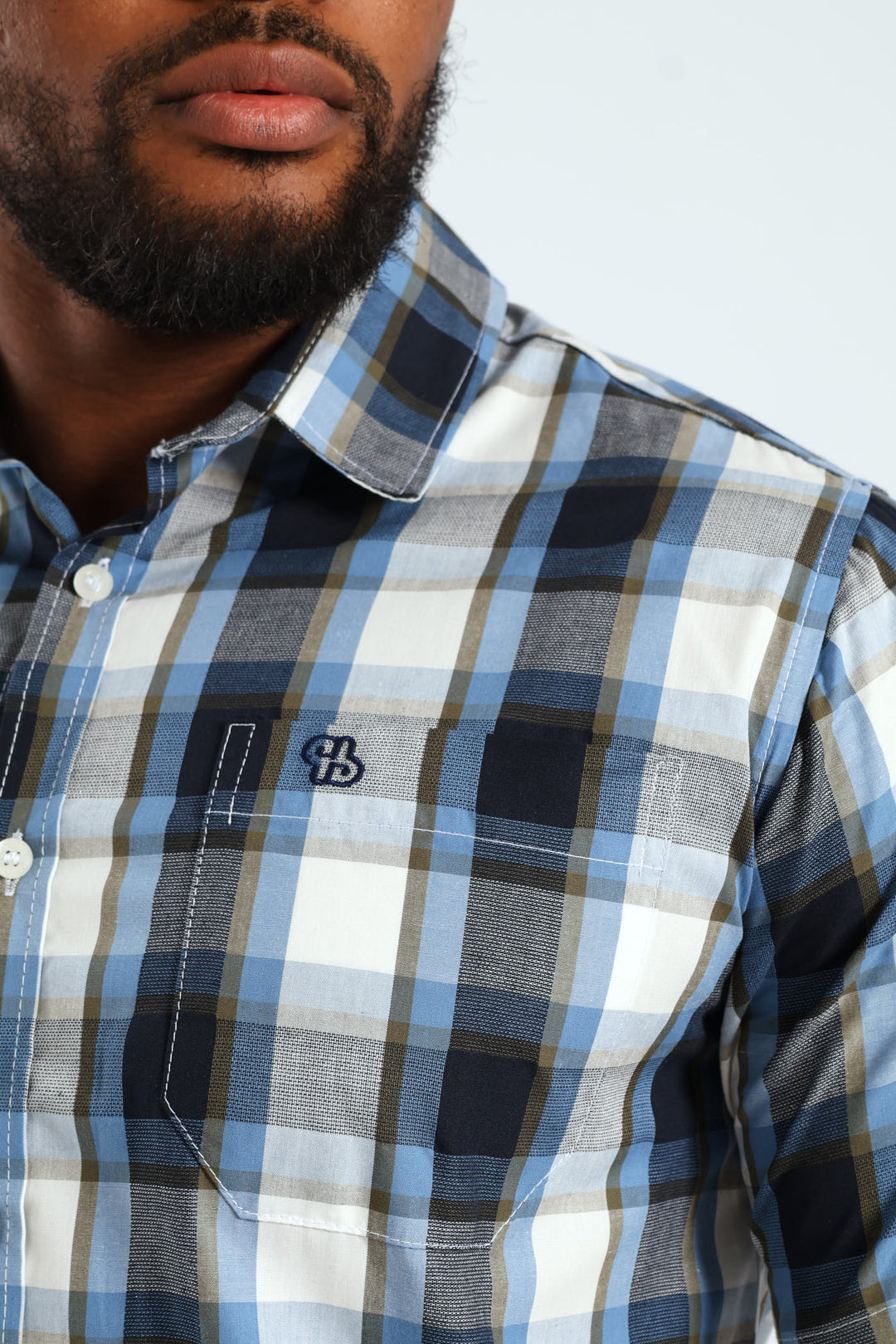 Short Sleeve Check Shirt - Fatigue/Navy