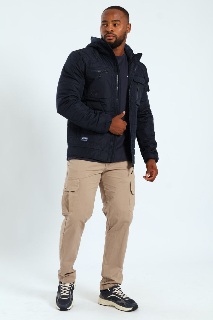 Quilted Utility Jacket - Navy