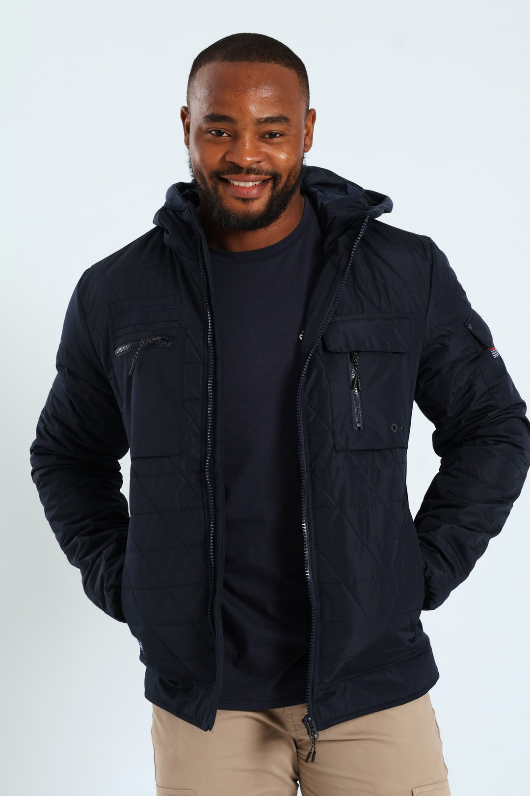 Quilted Utility Jacket - Navy