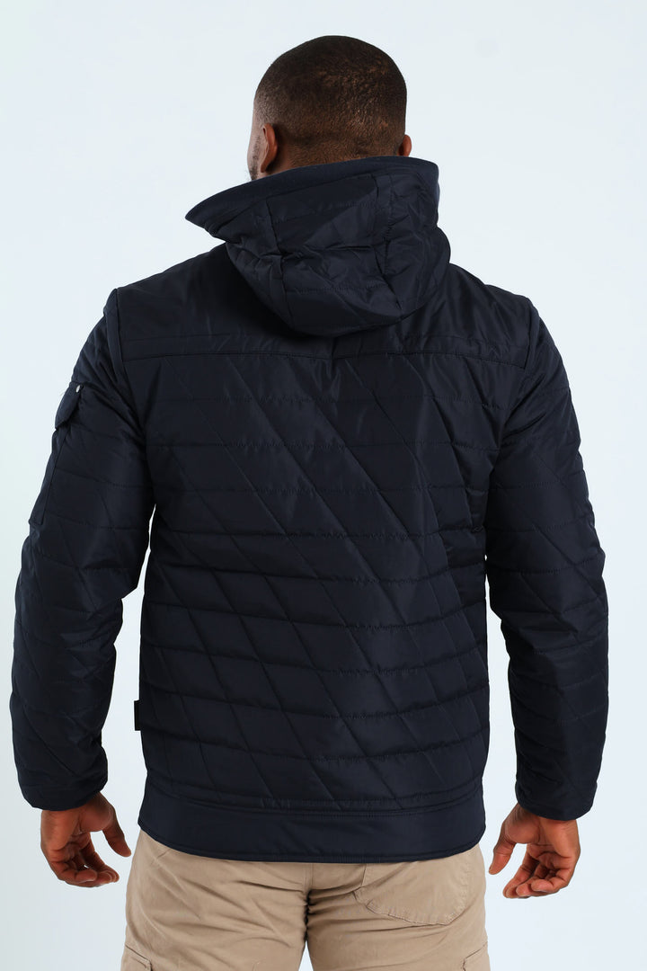 Quilted Utility Jacket - Navy