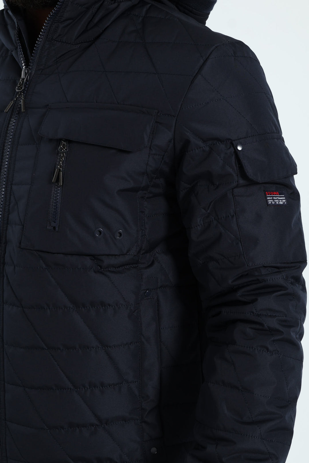 Quilted Utility Jacket - Navy