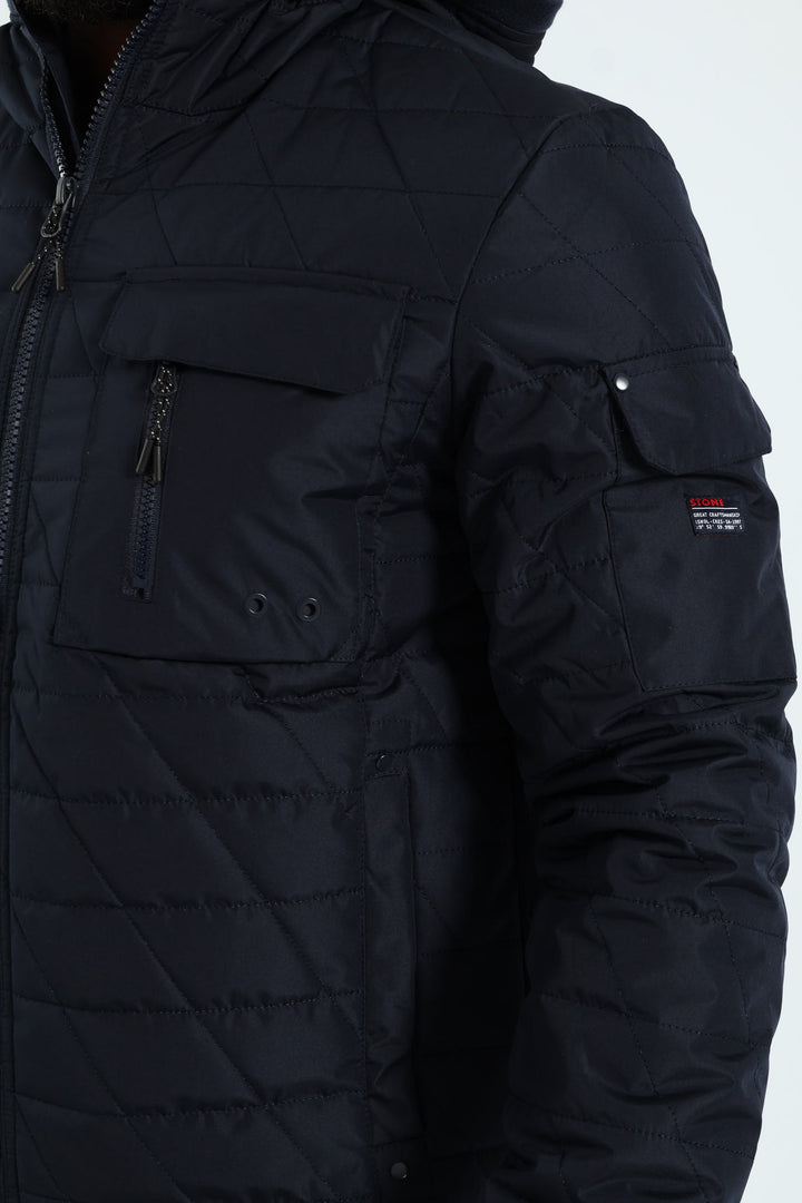 Quilted Utility Jacket - Navy