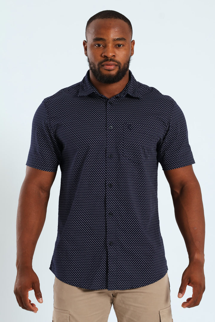 Diamond Geo Print Shirt - Navy