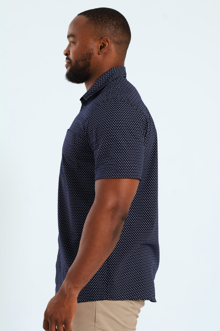 Diamond Geo Print Shirt - Navy