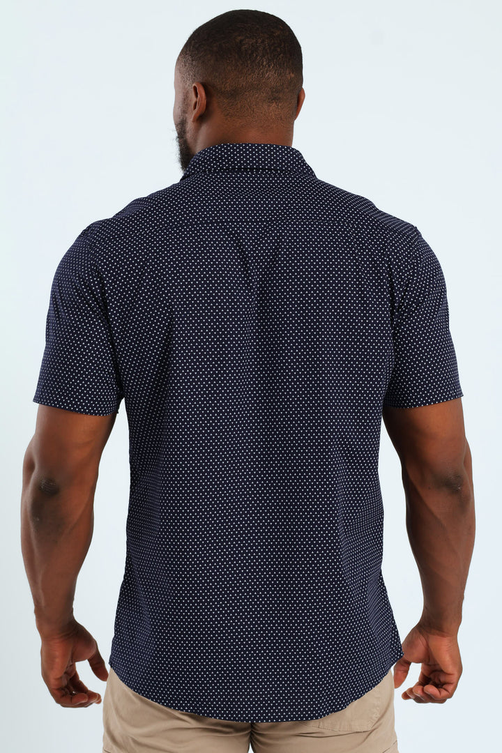Diamond Geo Print Shirt - Navy