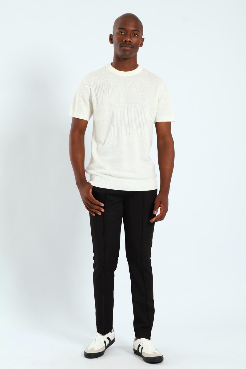 Knit Patch Tee - Cream