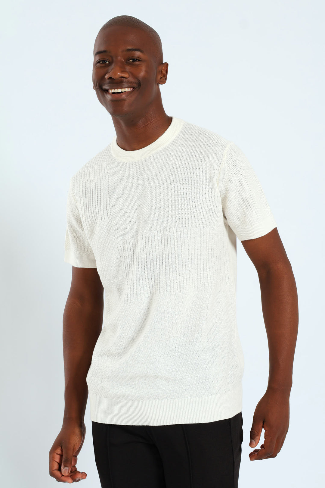 Knit Patch Tee - Cream