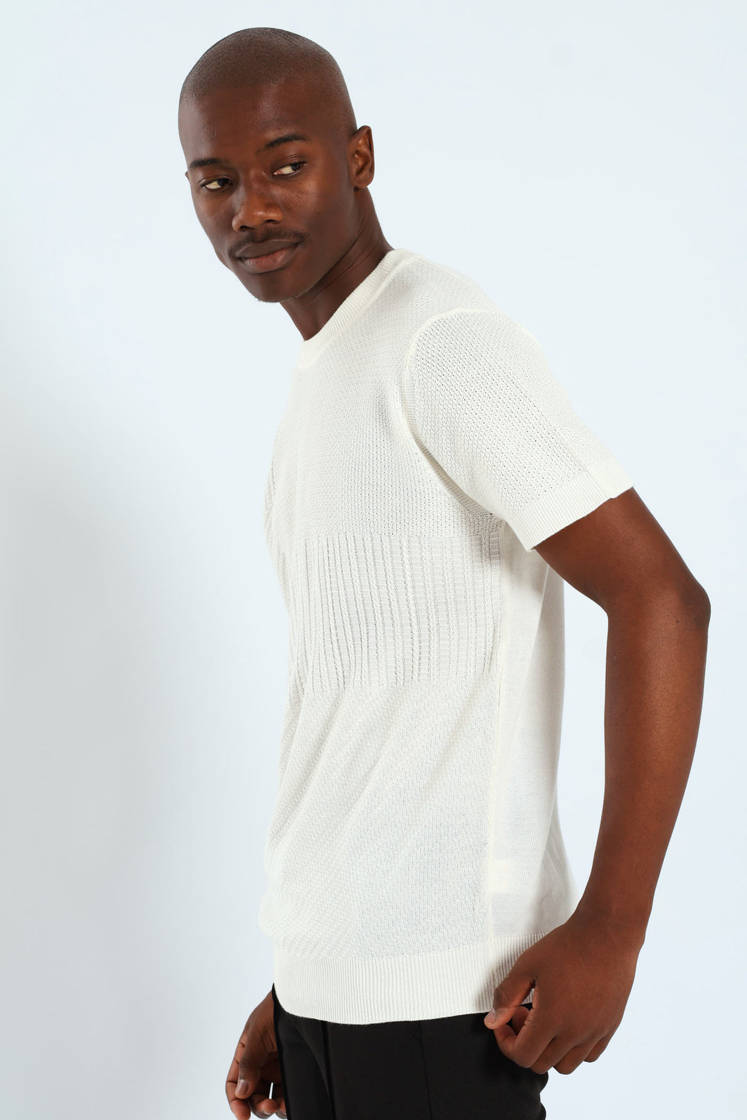 Knit Patch Tee - Cream