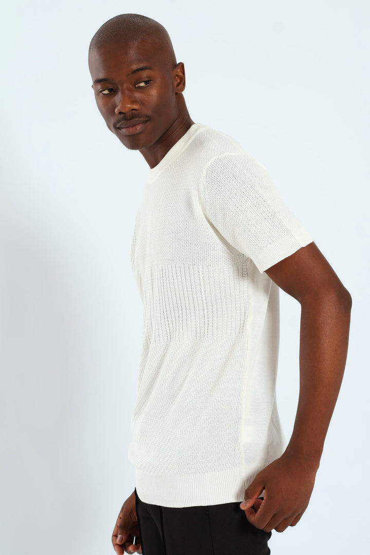Knit Patch Tee - Cream