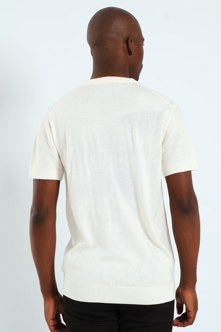 Knit Patch Tee - Cream