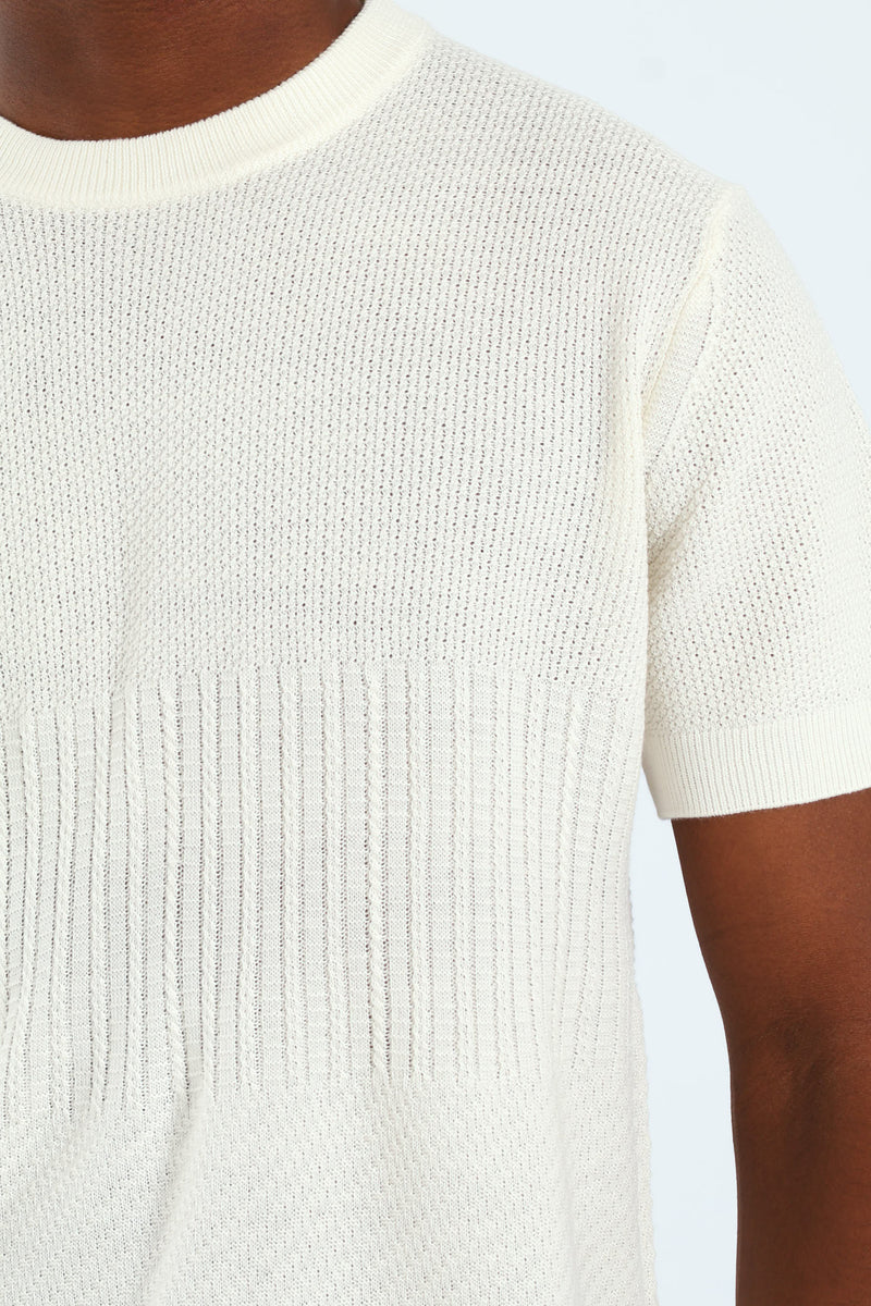 Knit Patch Tee - Cream