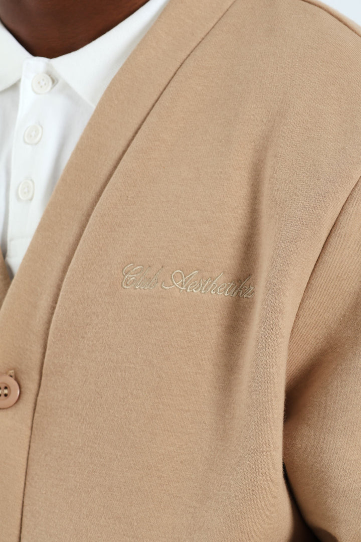 Fleece Cardigan - Taupe