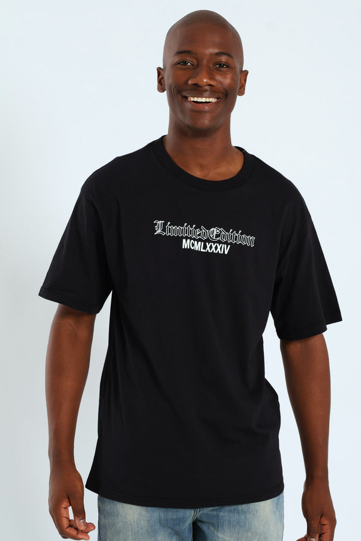 Short Sleeve Back Print Tee - Black