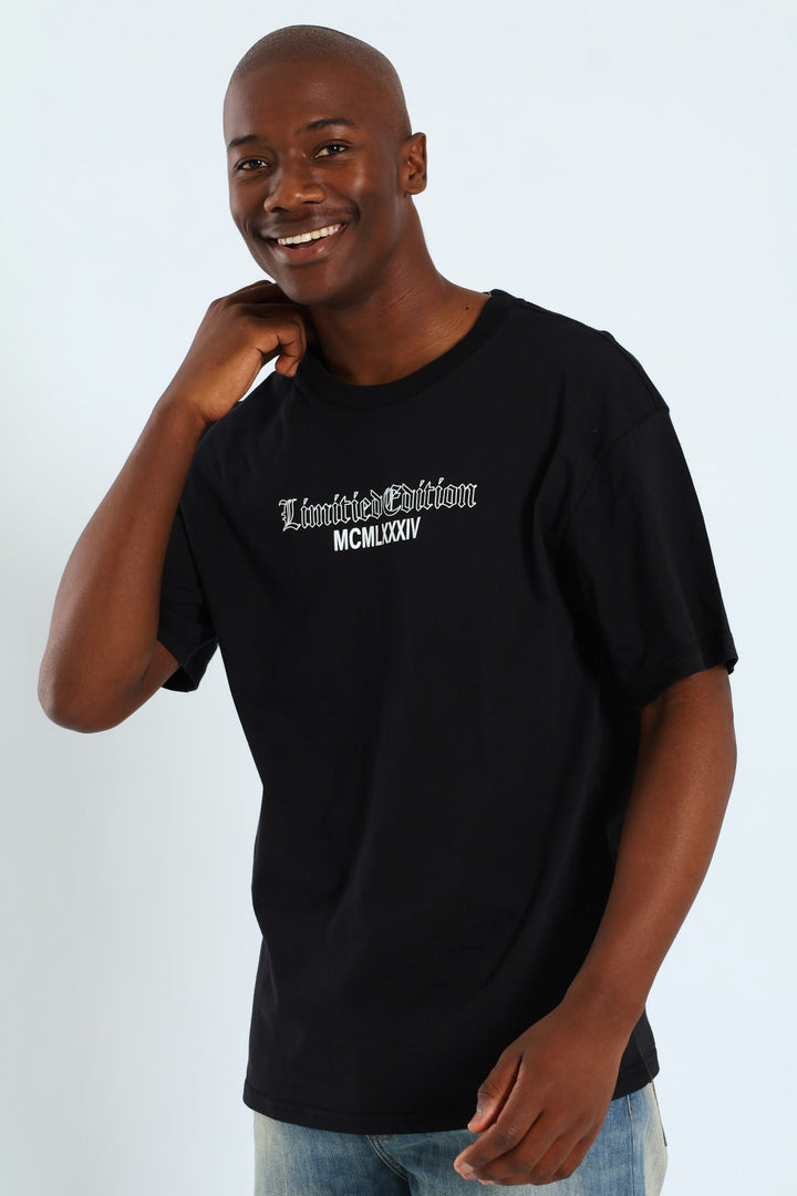 Short Sleeve Back Print Tee - Black