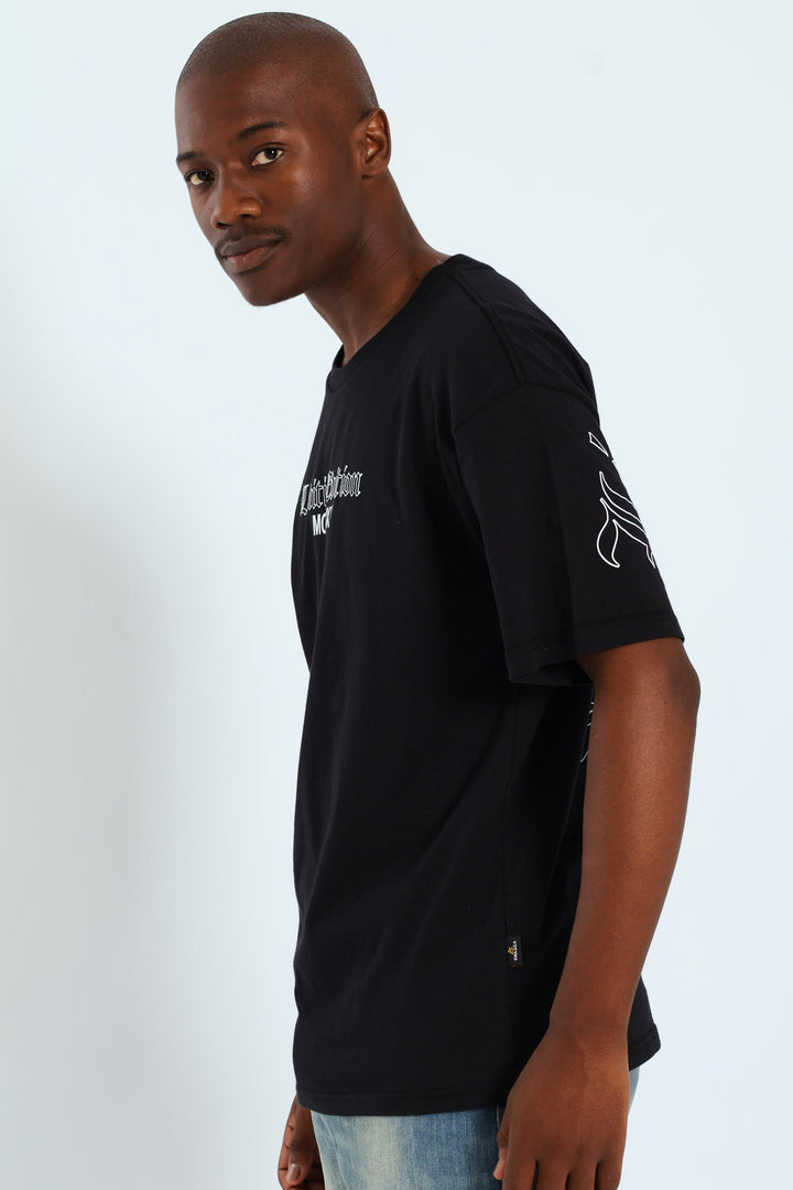Short Sleeve Back Print Tee - Black