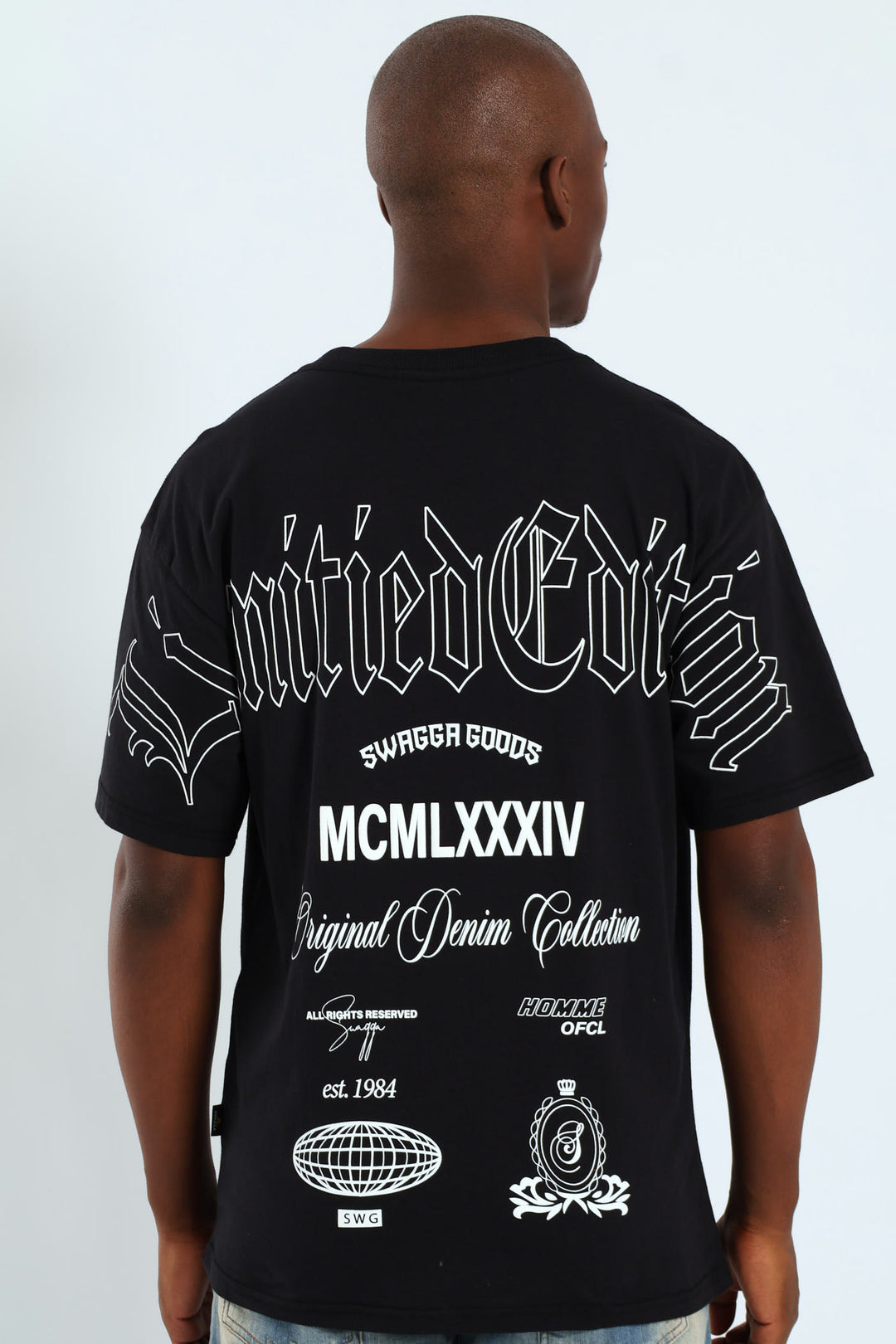 Short Sleeve Back Print Tee - Black