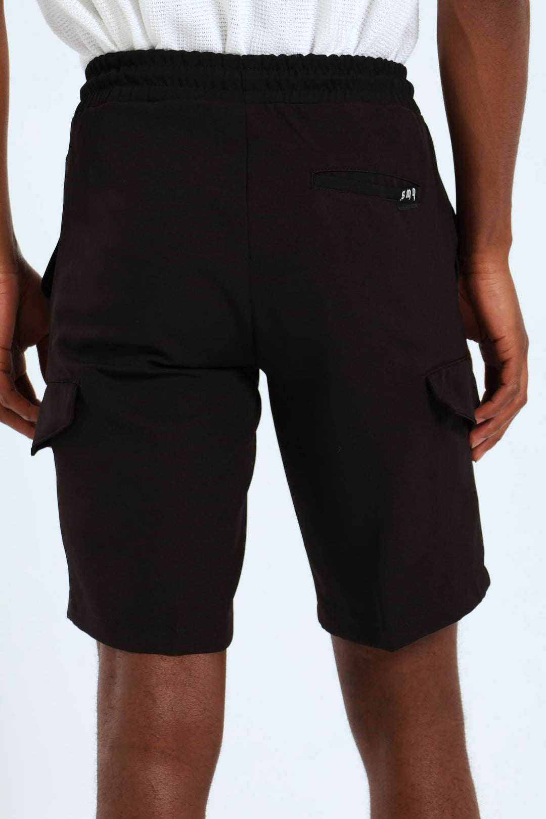 Cargo Pintuck Woven Scuba Shorts - Black