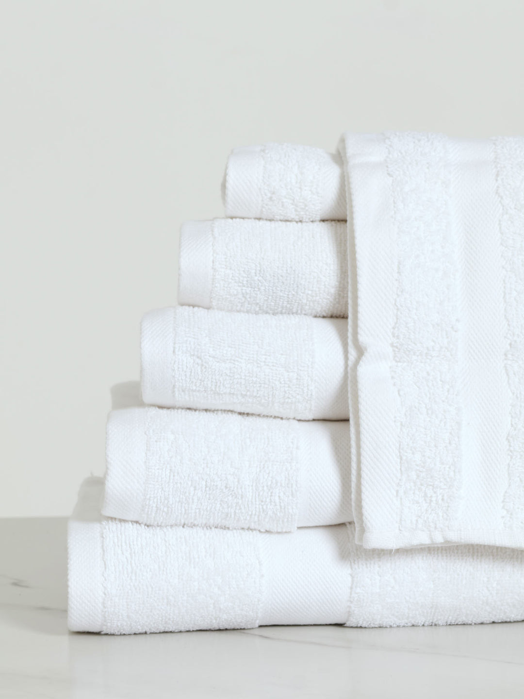 500GSM 6 Piece Bath Towel Set - White