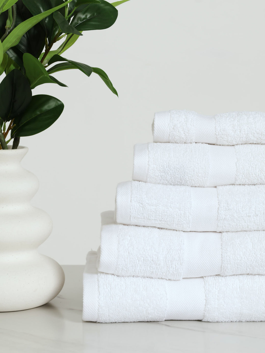 500GSM 6 Piece Bath Towel Set - White