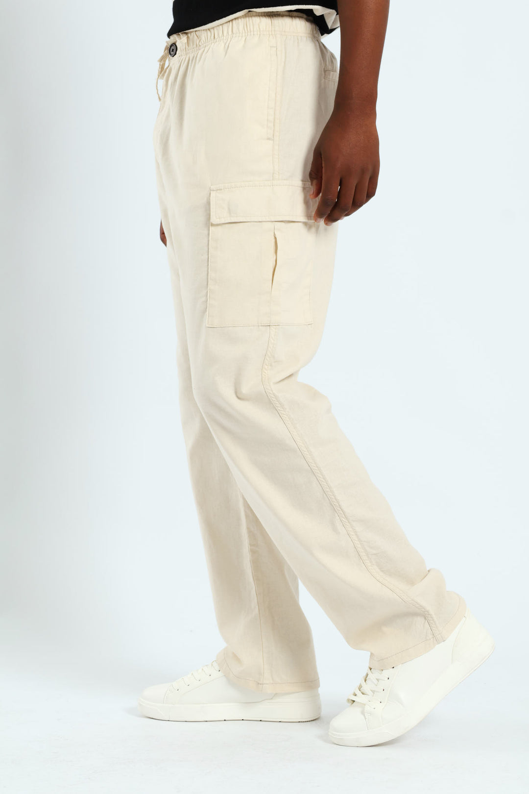 Linen Cargo Pants - Stone