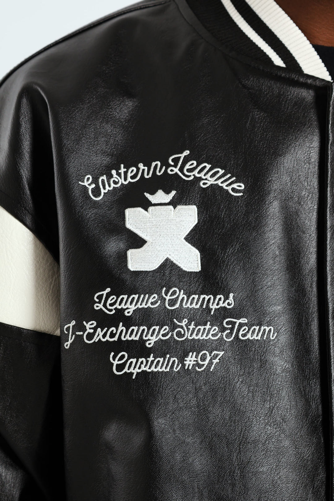 PU Baseball Jacket - Black