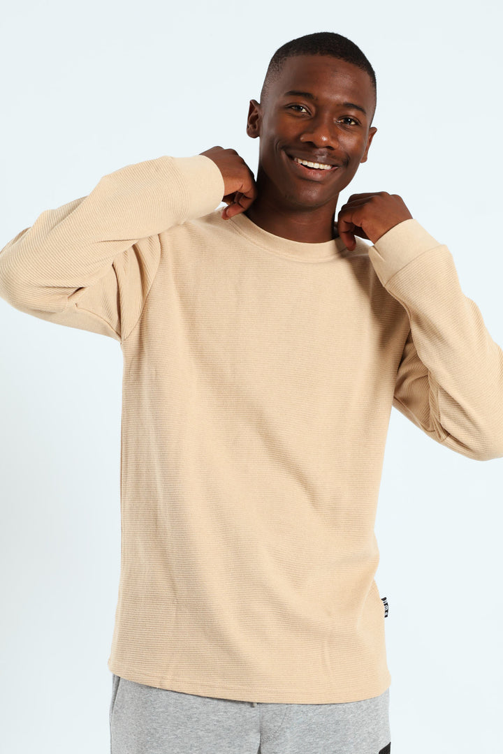 Long Sleevge Ottomon Crew Tee - Stone