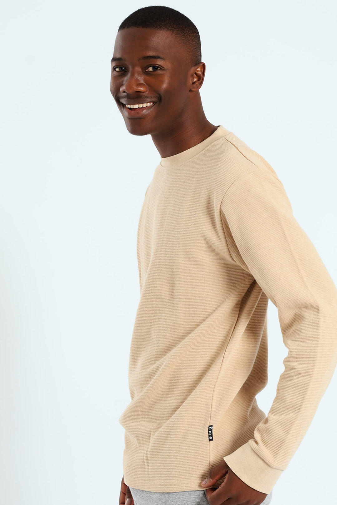 Long Sleevge Ottomon Crew Tee - Stone