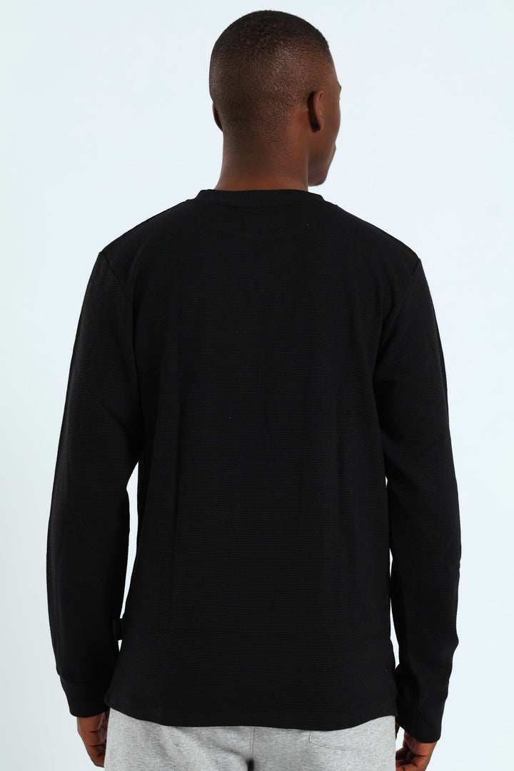 Long Sleevge Ottomon Crew Tee - Black