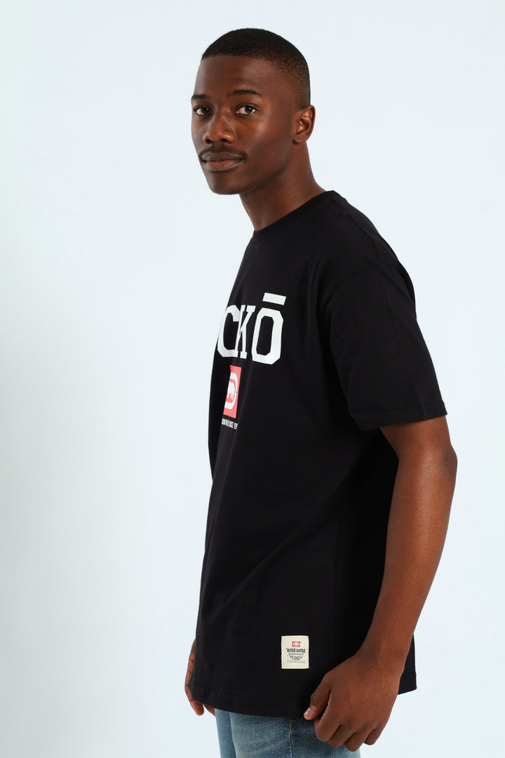 Box Script Tee - Black