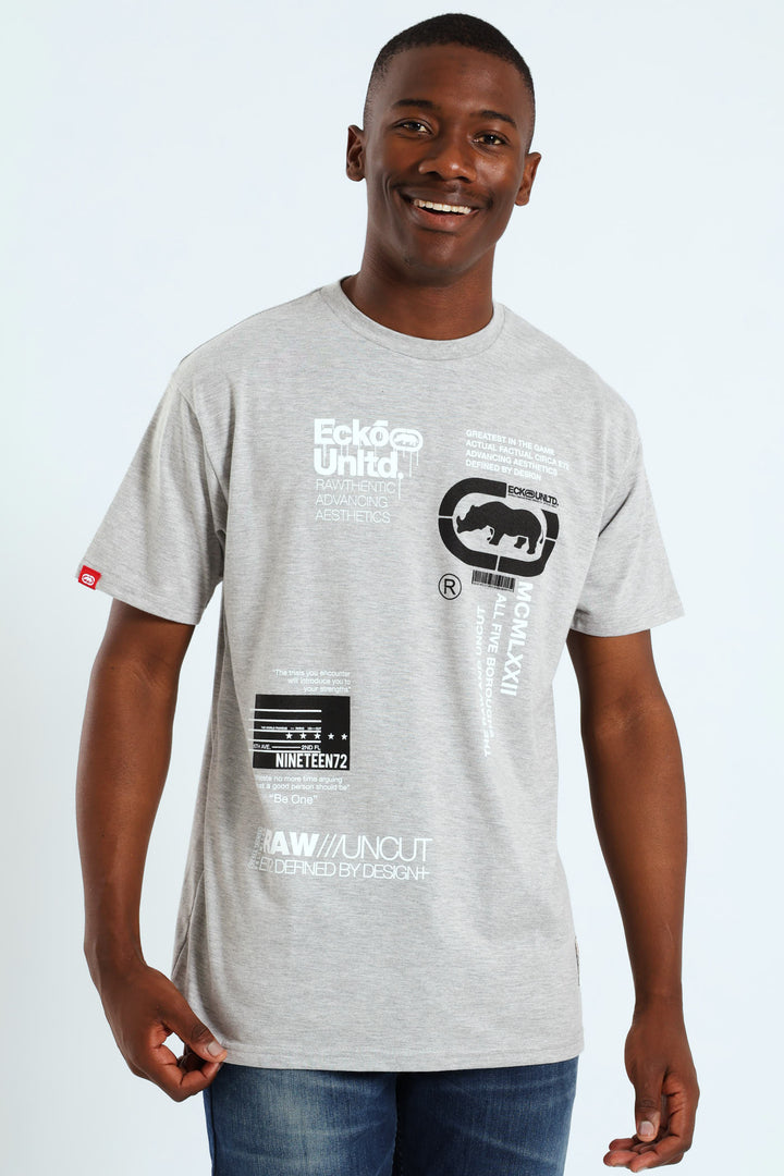 All Direction Print Tee - Grey Melange