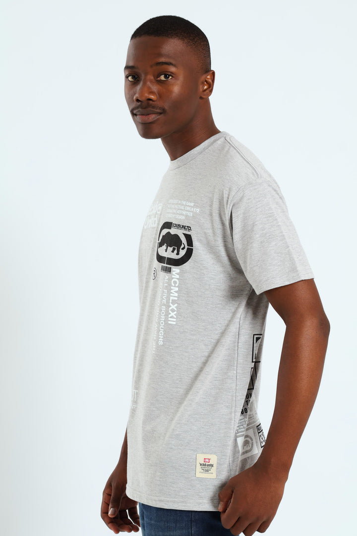 All Direction Print Tee - Grey Melange
