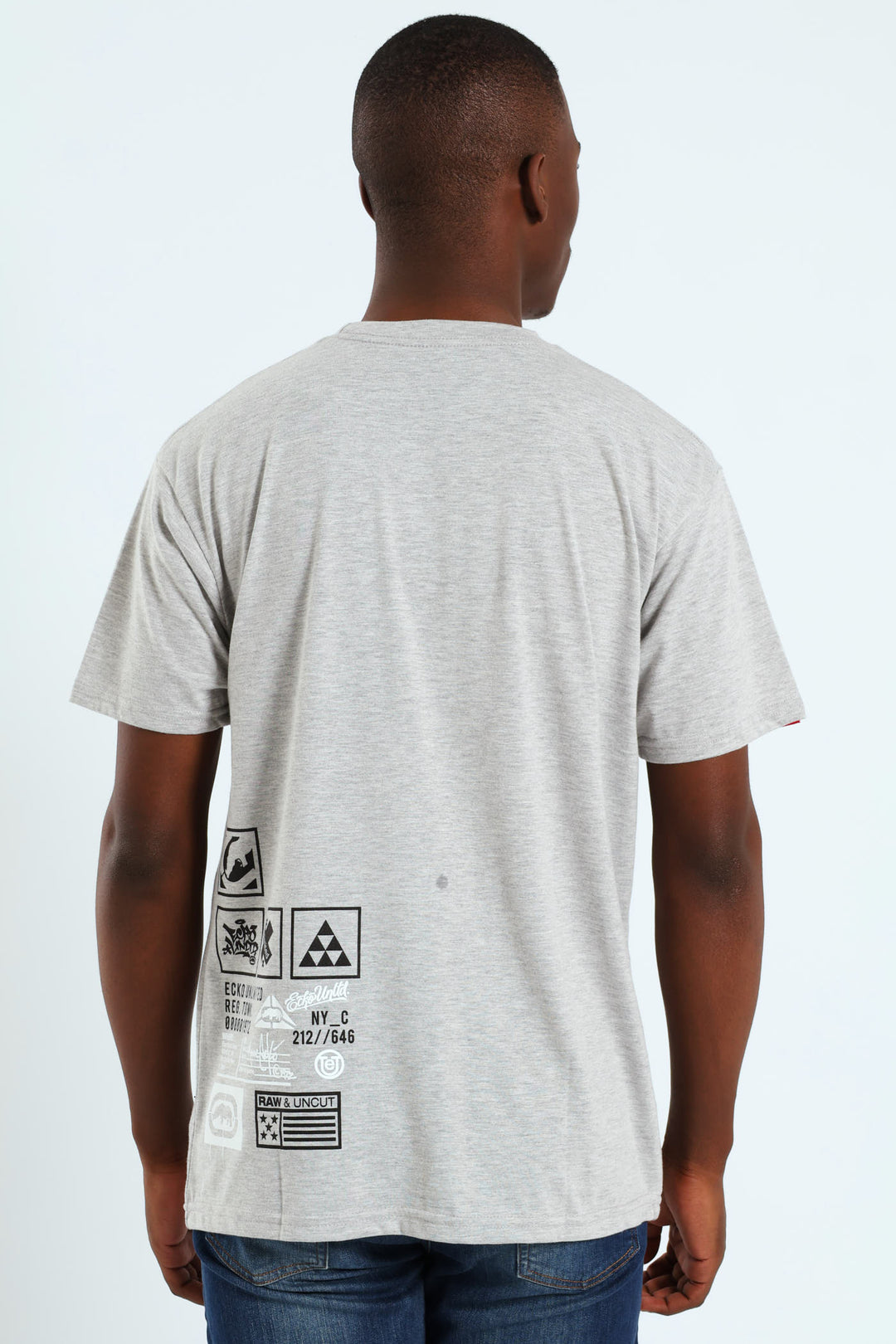 All Direction Print Tee - Grey Melange