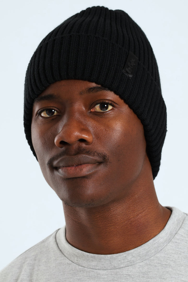 Beanie With Lining - Black