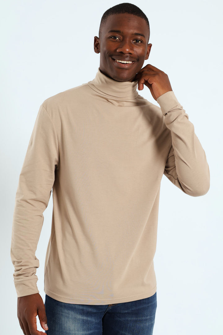 Long Sleeve Rollneck Tee - Stone