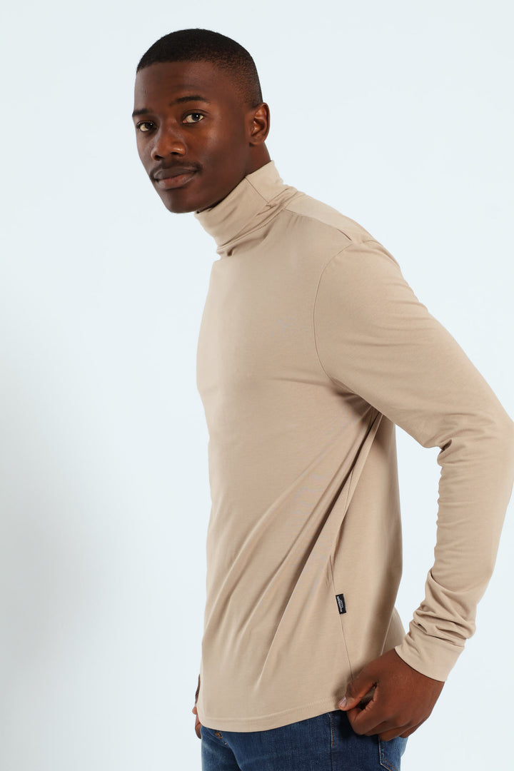 Long Sleeve Rollneck Tee - Stone