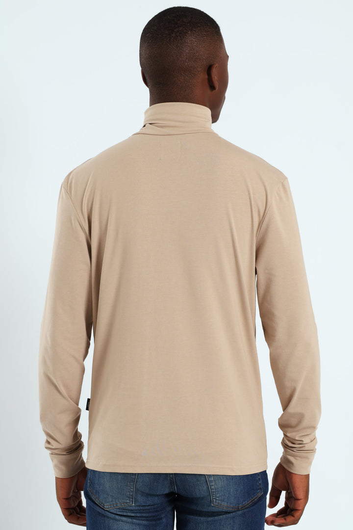 Long Sleeve Rollneck Tee - Stone
