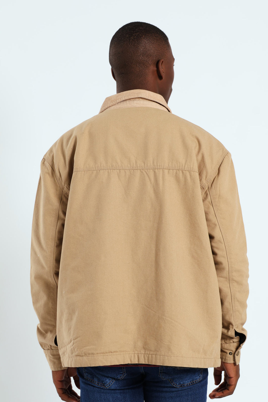 Corduroy Collar Worker Jacket - Taupe