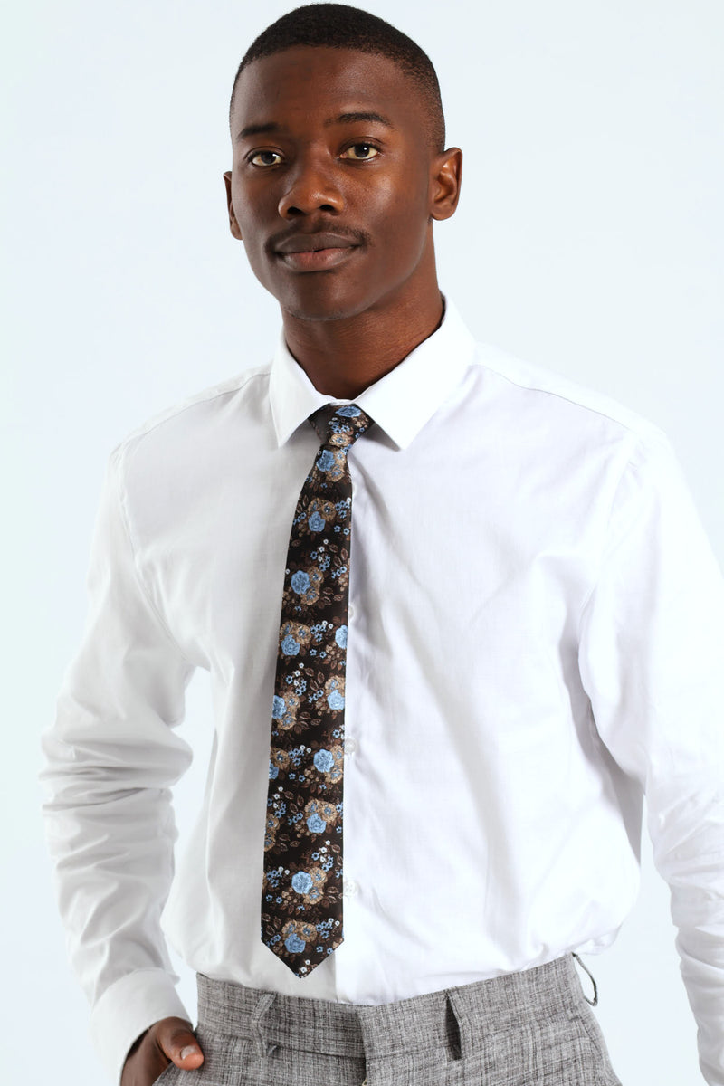 Floral Tie - Navy
