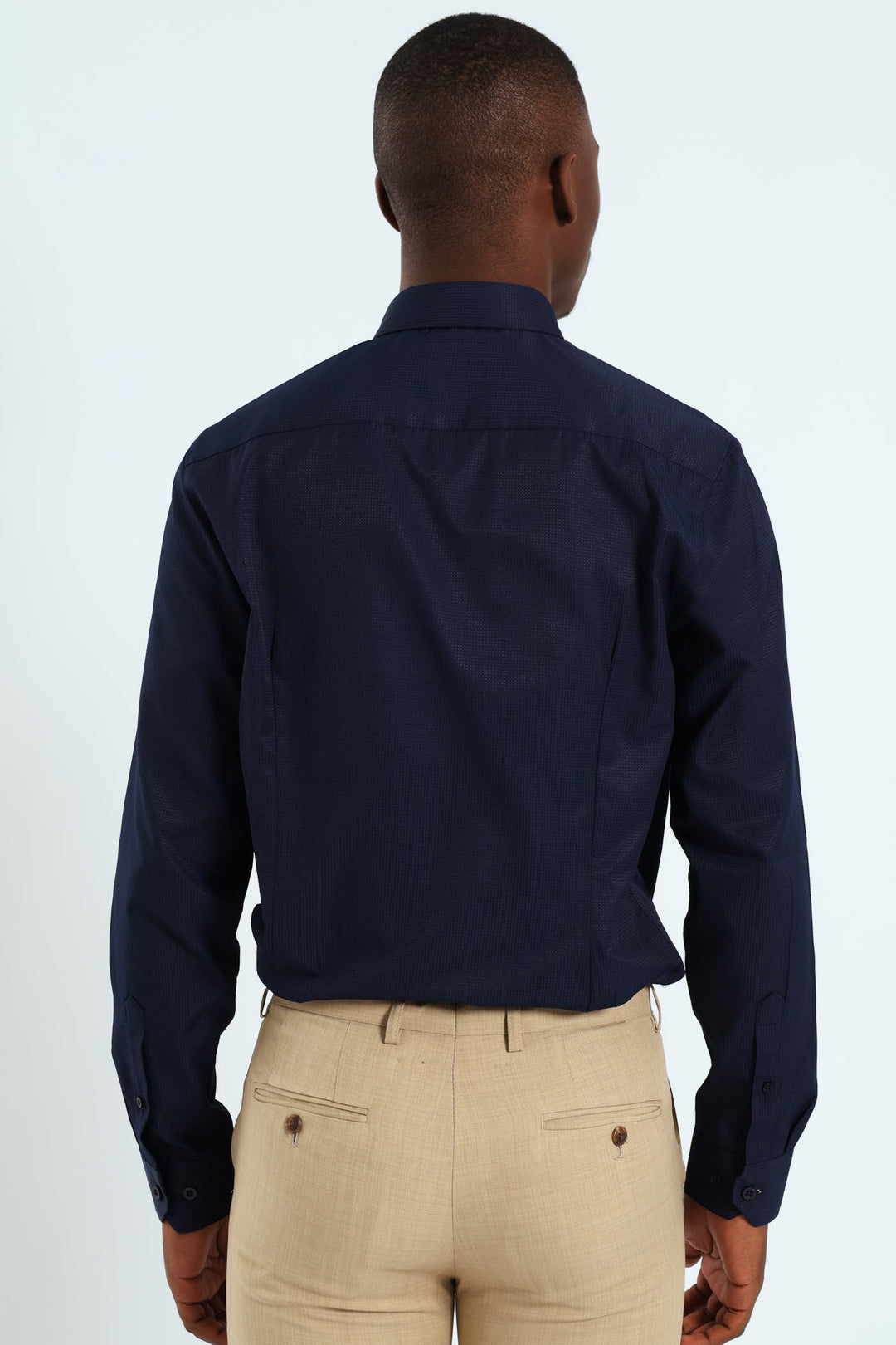 Slim Textured Long Sleeve Shirt - Navy